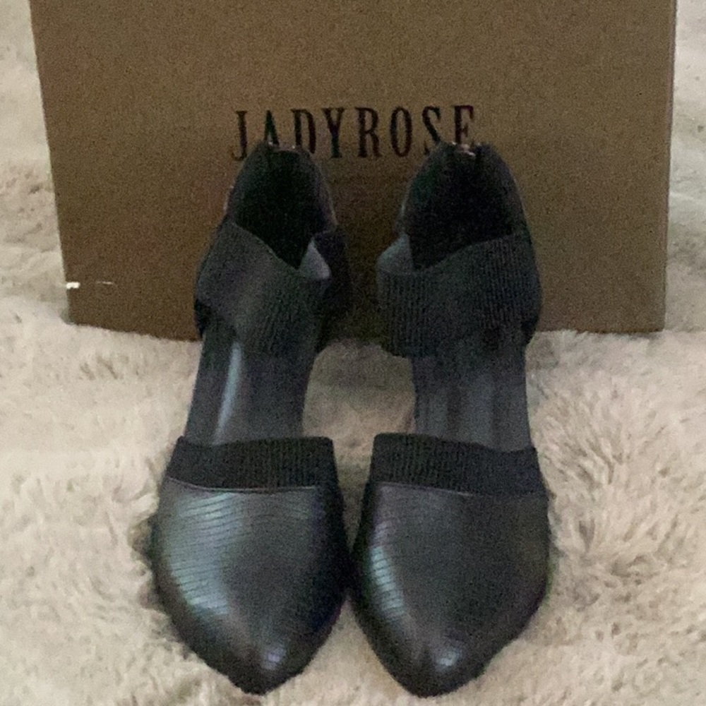 Jady Rose - Black Asymmetrical-Heel Leather Pump - size 41 (10.5) - new